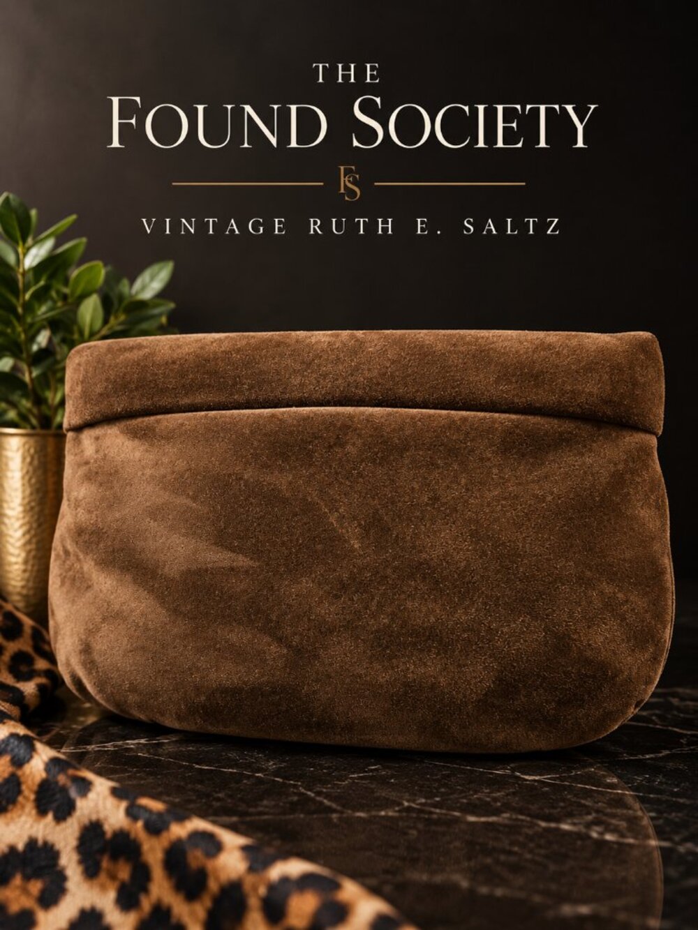 Vintage Ruth E Saltz Brown Suede Clutch Pouch Chocolate 70s Boho